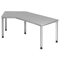 SCHREIBTISCH höhenverstellbar  - Silberfarben/Grau, KONVENTIONELL, Holzwerkstoff/Metall (210/113/68-76cm) - Venda