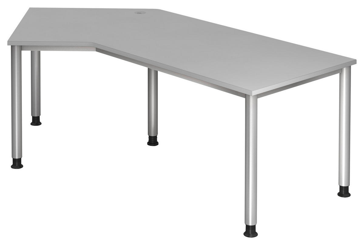SCHREIBTISCH höhenverstellbar  - Silberfarben/Grau, KONVENTIONELL, Holzwerkstoff/Metall (210/113/68-76cm) - Venda