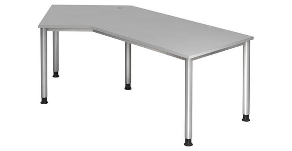 SCHREIBTISCH höhenverstellbar  - Silberfarben/Grau, KONVENTIONELL, Holzwerkstoff/Metall (210/113/68-76cm) - Venda