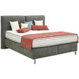 BOXSPRINGBETT 180/200 cm  in Dunkelgrau  - Dunkelgrau/Alufarben, KONVENTIONELL, Textil/Metall (180/200cm) - Dieter Knoll