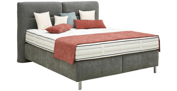 BOXSPRINGBETT 180/200 cm  in Dunkelgrau  - Dunkelgrau/Alufarben, KONVENTIONELL, Textil/Metall (180/200cm) - Dieter Knoll