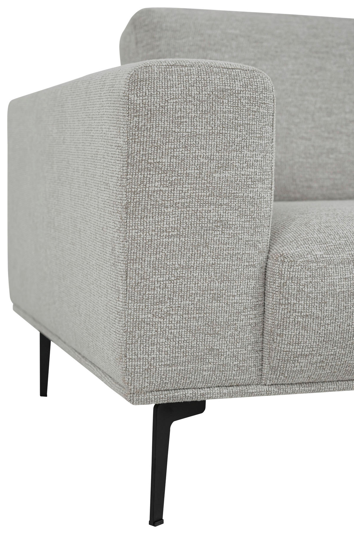 SOFFA i bouclé greige  - greige/svart, Klassisk, metall/trä (397/213cm) - Pure Home Comfort
