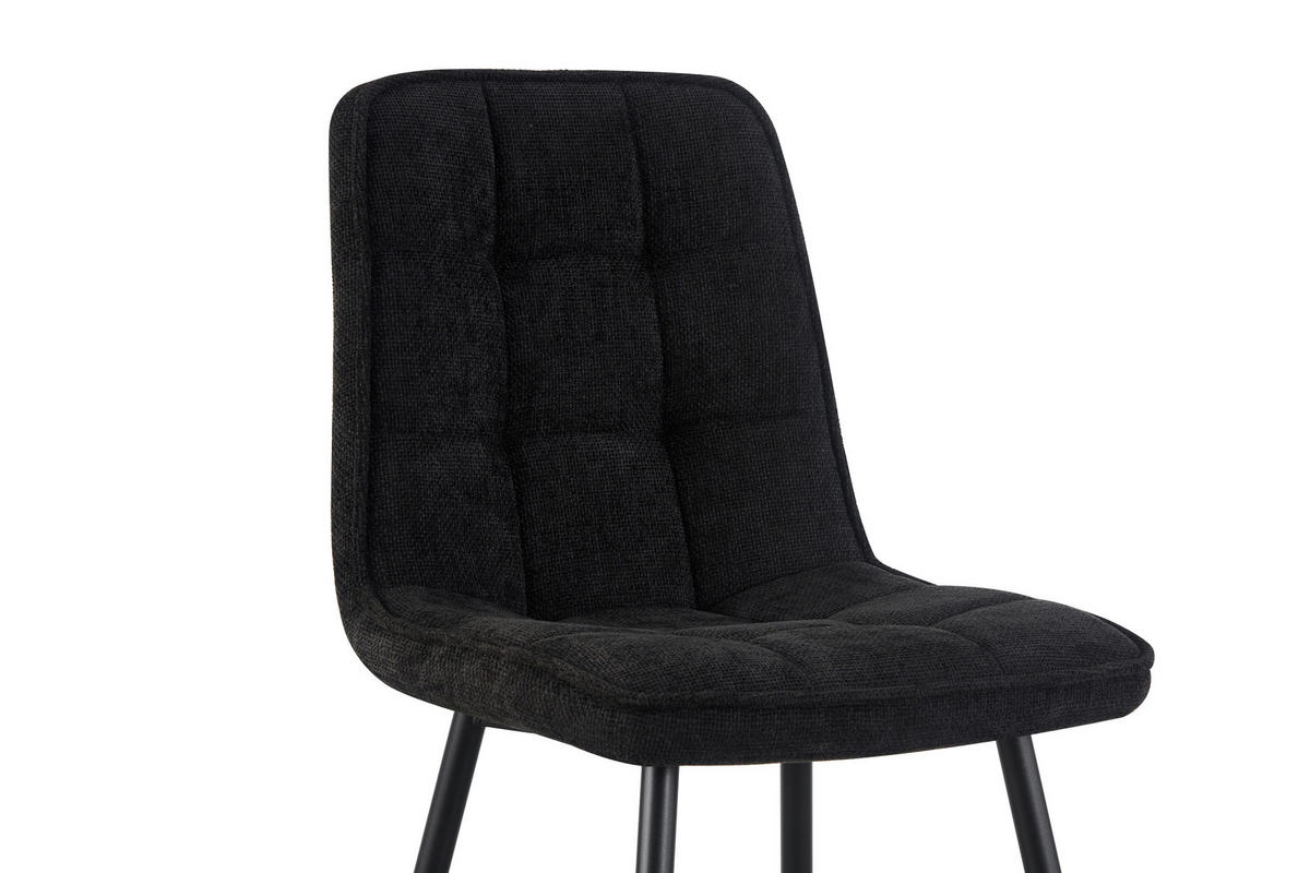 STUHL  in Eisen Leinenoptik Holz, Metall, Textil  - Schwarz, KONVENTIONELL, Holz/Textil (45/89/58cm) - MID.YOU