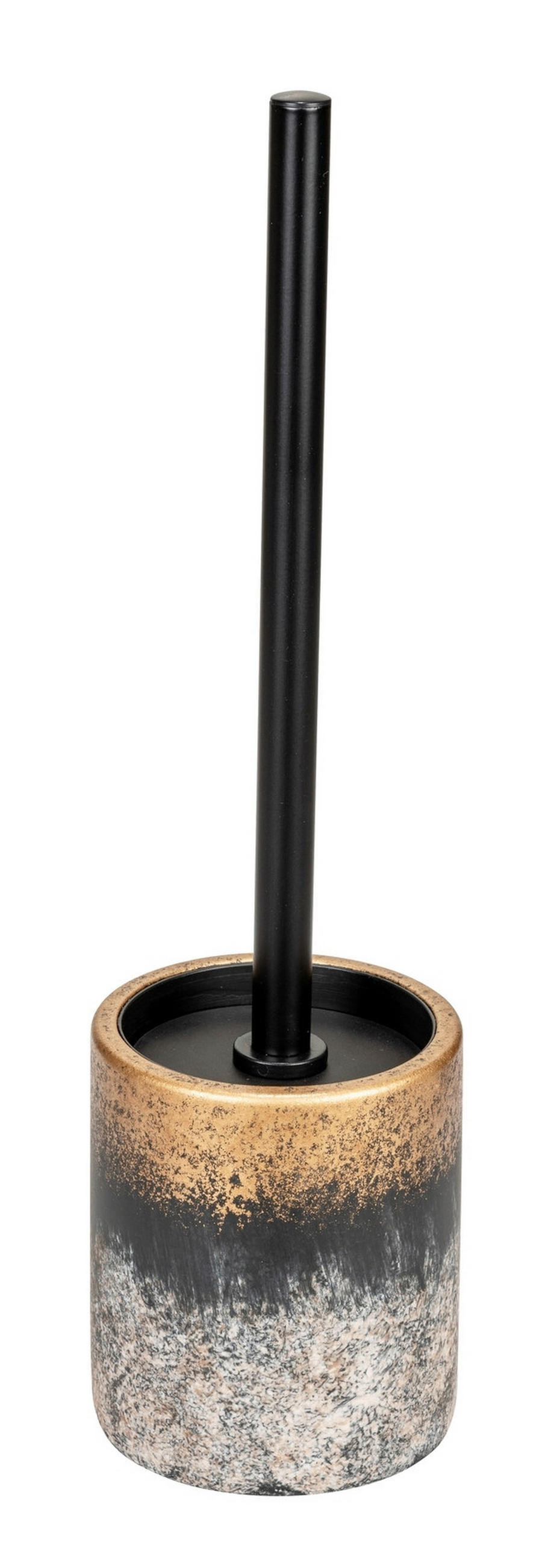WC-BÜRSTENGARNITUR - Schwarz/Grau, Basics, Kunststoff/Stein (10/37/10cm) - Wenko