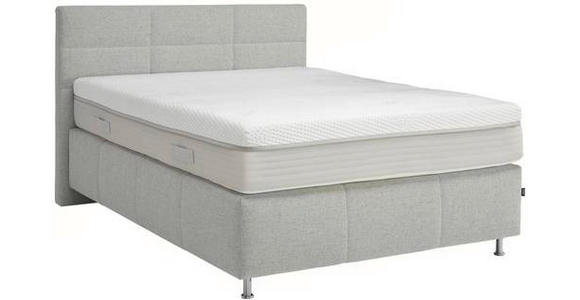 BOXSPRINGBETT 140/200 cm  in Hellgrau  - Hellgrau/Alufarben, KONVENTIONELL, Textil/Metall (140/200cm) - Dieter Knoll