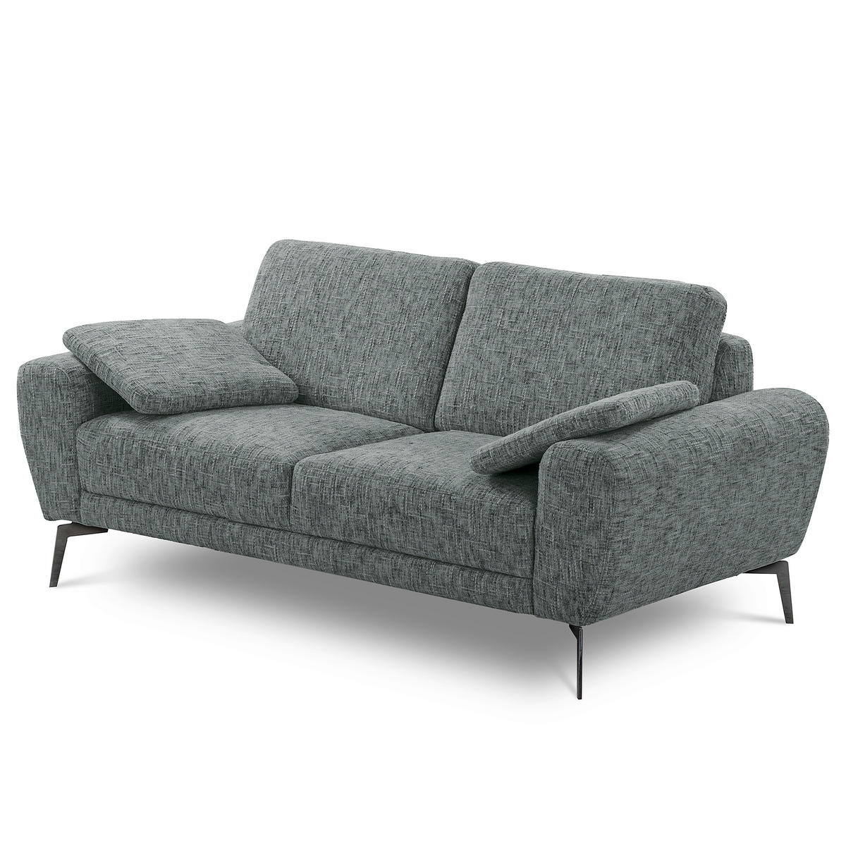 2-SITZER-SOFA Webstoff Anthrazit  - Anthrazit/Schwarz, Design, Textil/Metall (157/85/92cm) - Livetastic