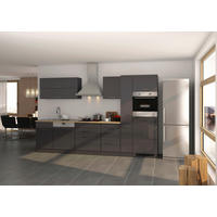 KÜCHENLEERBLOCK 330 cm   in Graphitfarben  - Silberfarben/Graphitfarben, MODERN, Holzwerkstoff/Metall (330cm) - Held