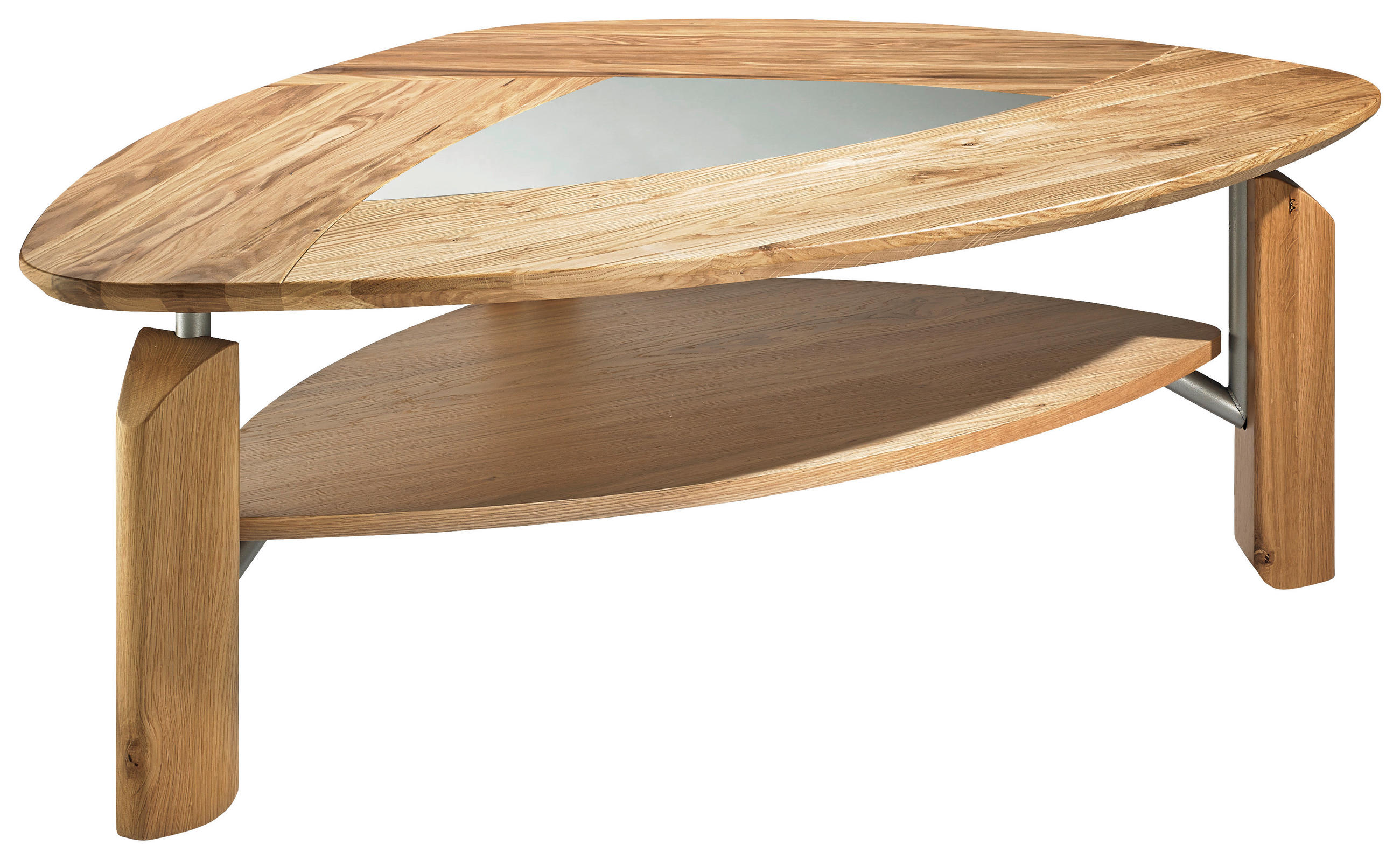 COUCHTISCH Eiche massiv Klarglas 121/85/45 cm organisch Eichefarben  - Eichefarben, Basics, Glas/Holz (121/85/45cm) - Novel