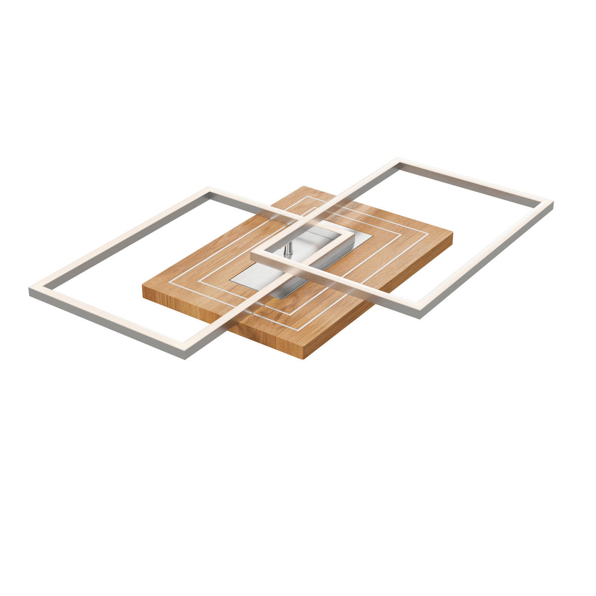 LED-DECKENLEUCHTE Saalbach S 50/42/7 cm   - Silberfarben, Natur, Holz/Metall (50/42/7cm)
