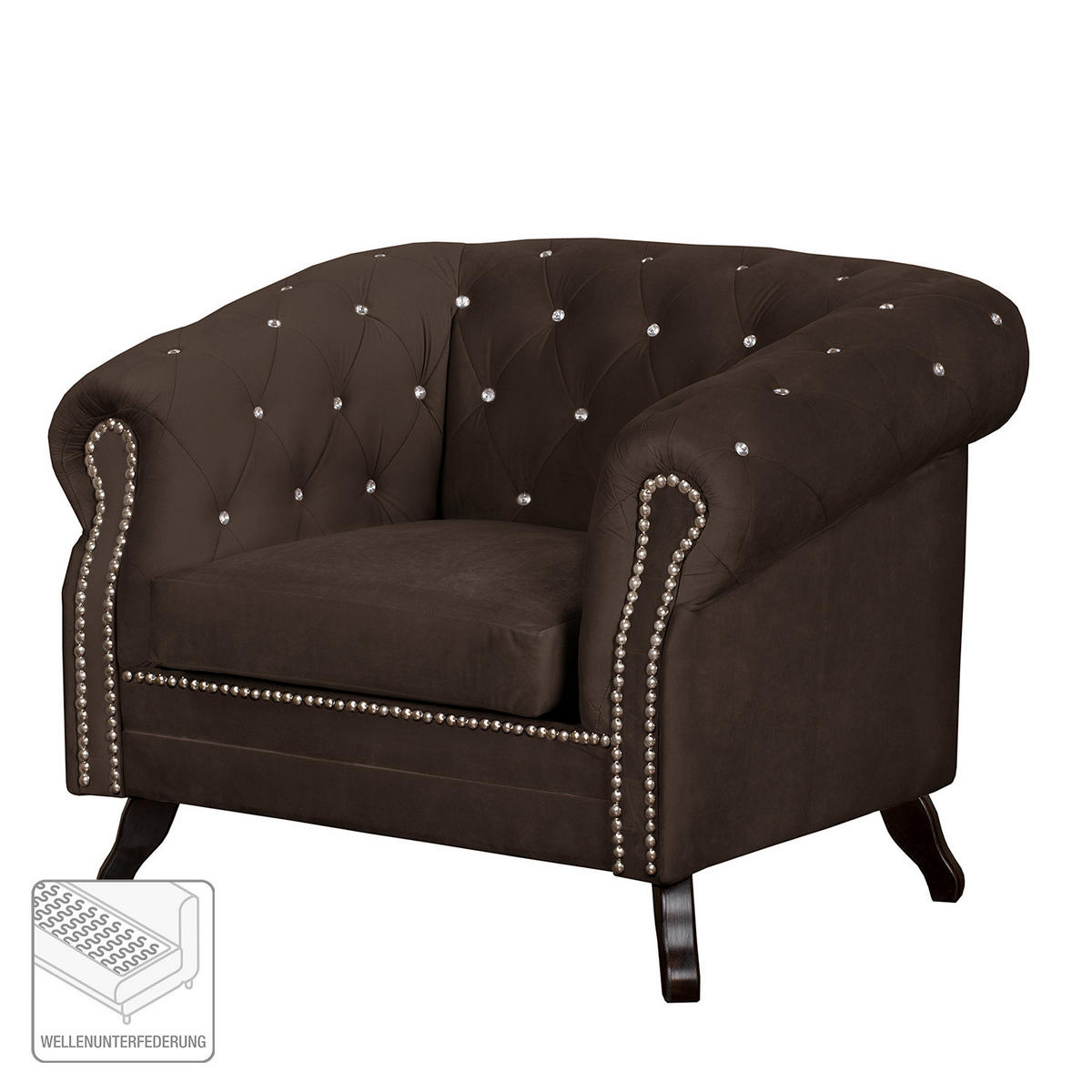SESSEL in Velours Braun  - Braun, Design, Holz/Textil (110/82/90cm) - P & B
