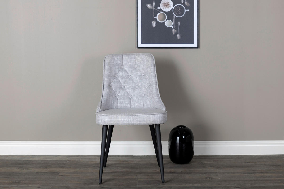 STOLSET 2 styck stål flatväv  - ljusgrå/svart, Design, metall/textil (50/88,5/66cm) - Livetastic