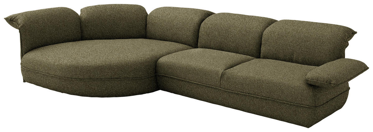 ECKSOFA Chenille Grün  - Schwarz/Grün, Design, Kunststoff/Textil (154/343cm) - Koinor