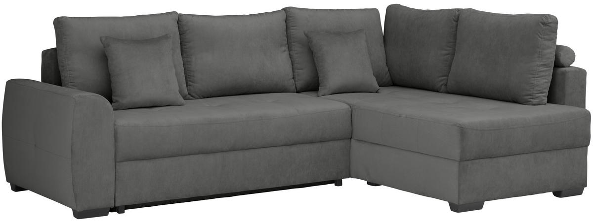 ECKSOFA inkl. Funktionen - Schwarz/Grau, Design, Kunststoff/Textil (265/182cm) - Stylife