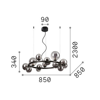 HÄNGELEUCHTE 85/55/230 cm  - Messingfarben/Weiß, Design, Glas/Metall (85/55/230cm) - Ideal Lux