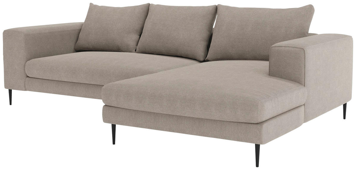 ECKSCHLAFSOFA in Struktur Taupe  - Taupe/Schwarz, Modern, Textil/Metall (295/170cm) - Trendmanufaktur