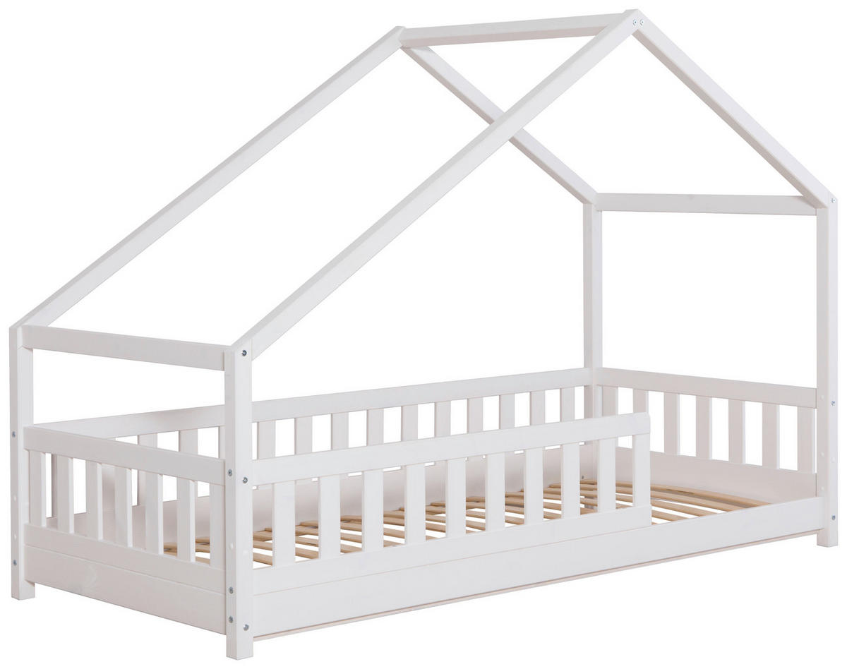 HAUSBETT 90/200 cm Weiss  - Weiss/Naturfarben, Modern, Holz (90/200cm) - MID.YOU