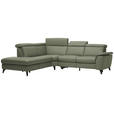 ECKSOFA in Echtleder Grün  - Schwarz/Grün, Design, Leder/Metall (239/289cm) - Cantus