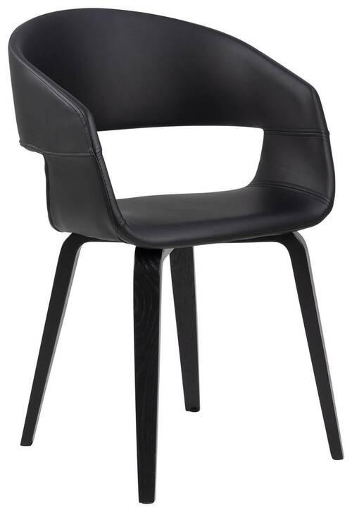 ŽIDLE S PODRUČKAMI, vzhled kůže, černá - černá, Trend, dřevo/textil (52/77,5/53cm) - MID.YOU