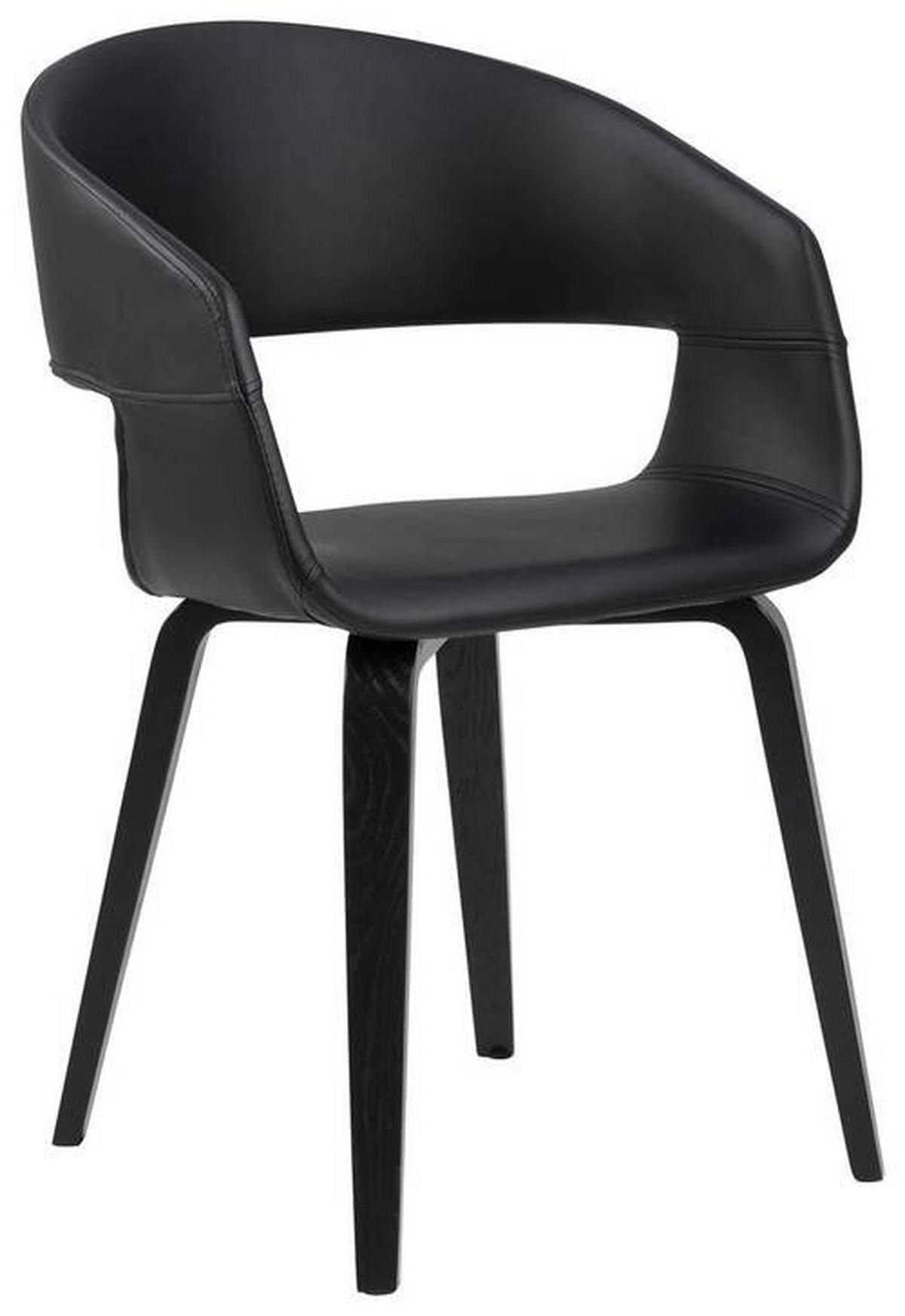 ŽIDLE S PODRUČKAMI, vzhled kůže, černá - černá, Trend, dřevo/textil (52/77,5/53cm) - MID.YOU