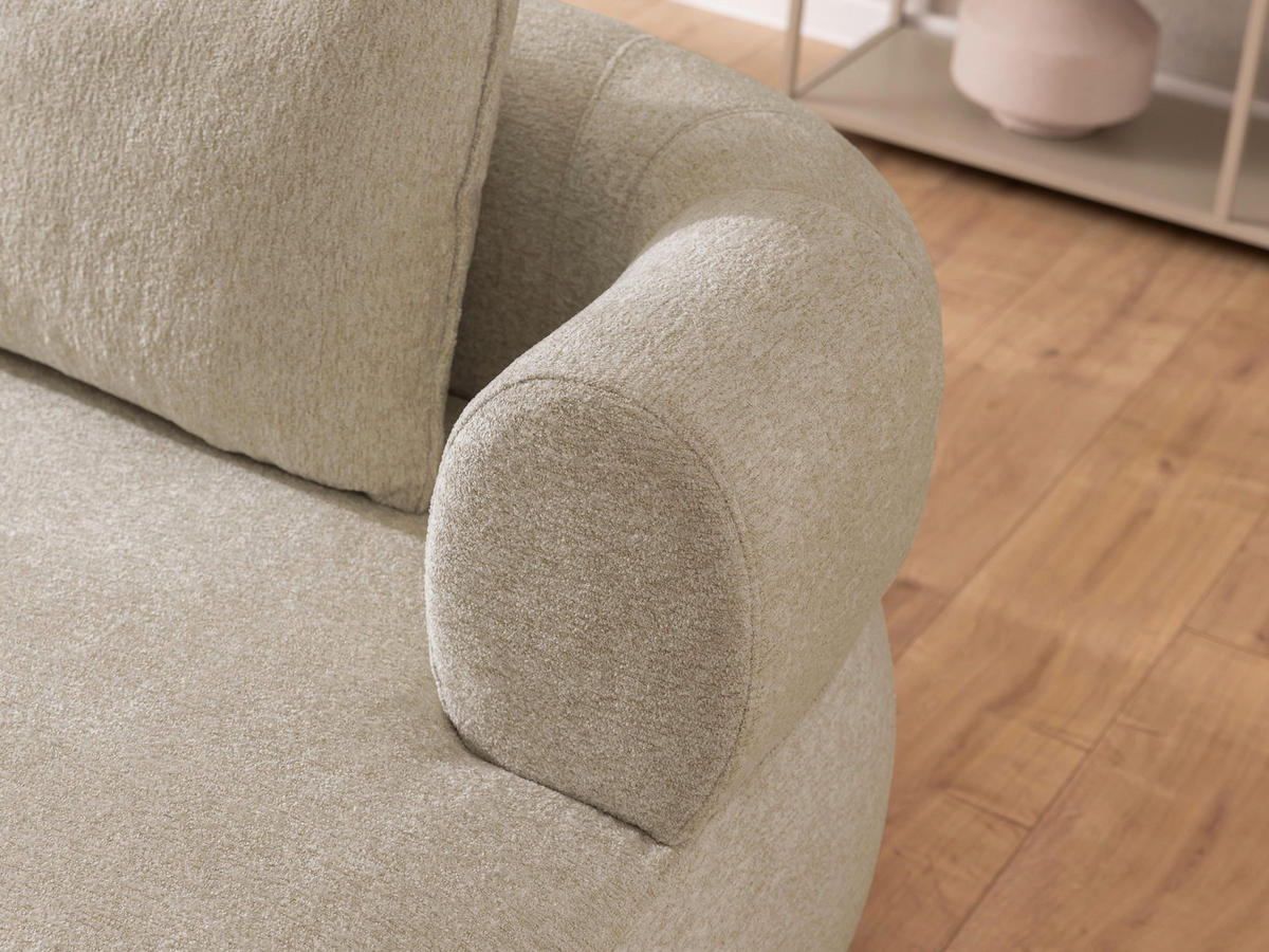 ECKSOFA in Chenille Beige  256/156 cm  - Beige/Schwarz, Design, Kunststoff/Textil (256/156cm) - Livetastic