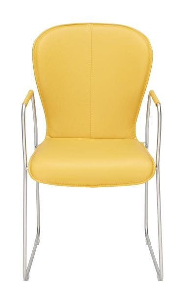 ARMLEHNSTUHL  in Edelstahl Echtleder pigmentiert  - Edelstahlfarben/Gelb, Design, Leder/Metall (48/91/61cm) - Bert Plantagie