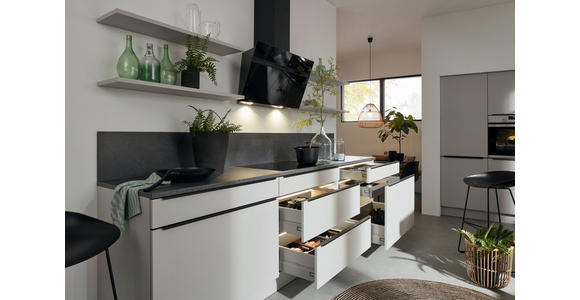 EINBAUKÜCHE - Birkefarben/Grau, Design, Holzwerkstoff - Dieter Knoll