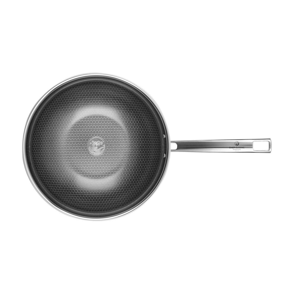 WOKPFANNE Honeycomb Keramik Keramikbeschichtung  - Edelstahlfarben, Basics, Metall (28/11,5cm) - CHEF CUISINE