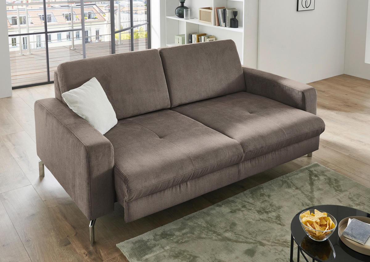 3-SITZER-SOFA Feincord Taupe  - Taupe/Chromfarben, Design, Textil/Metall (194/87/105cm) - Beldomo Style