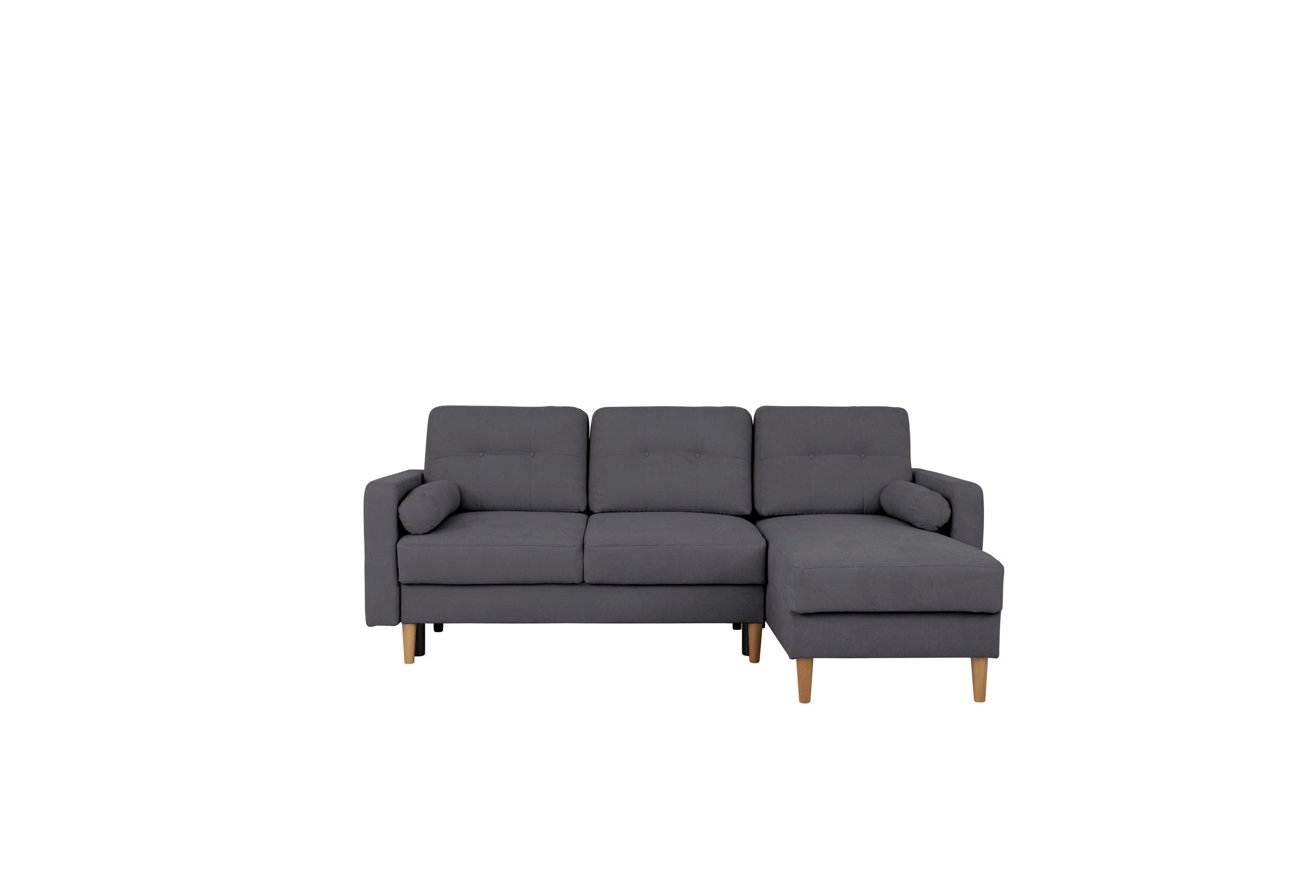 ECKSOFA in Dunkelgrau  - Dunkelgrau/Buchefarben, Design, Holz/Textil (223/157cm) - MID.YOU