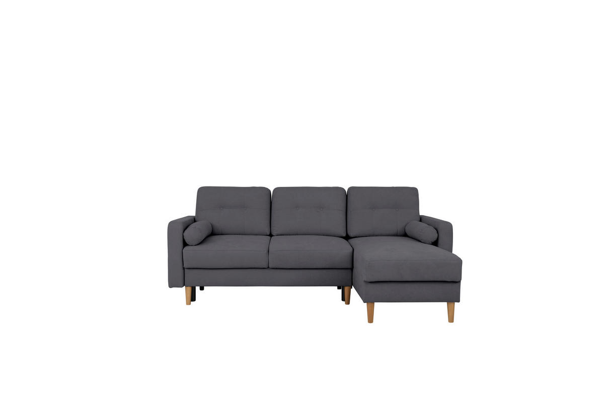 ECKSOFA in Dunkelgrau  - Dunkelgrau/Buchefarben, Design, Holz/Textil (223/157cm) - MID.YOU