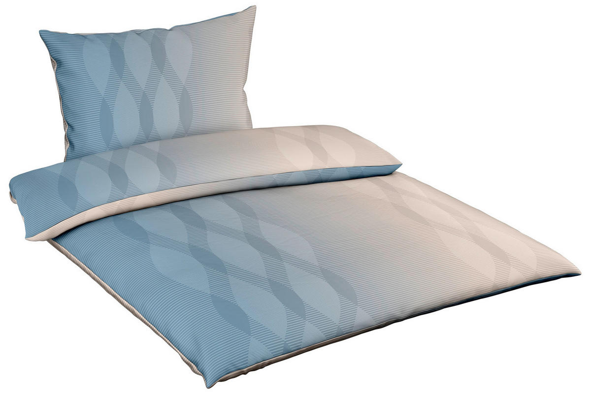 POSTELJNINA MODERN LIFE B 140/200 cm mako saten bela, pastelno modra  - pastelno modra/bela, Konvencionalno, tekstil (140/200cm) - Fleuresse