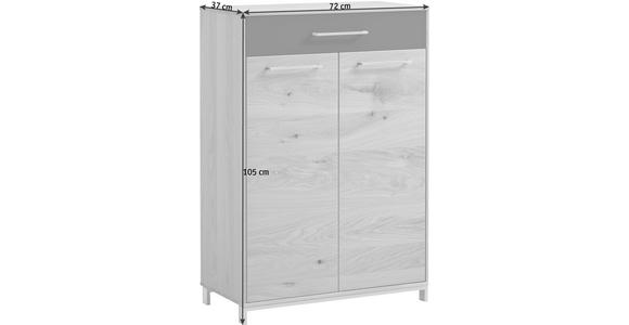 SCHUHSCHRANK 72/105/37 cm - Edelstahlfarben/Eichefarben, Natur, Glas/Holz (72/105/37cm) - Novel
