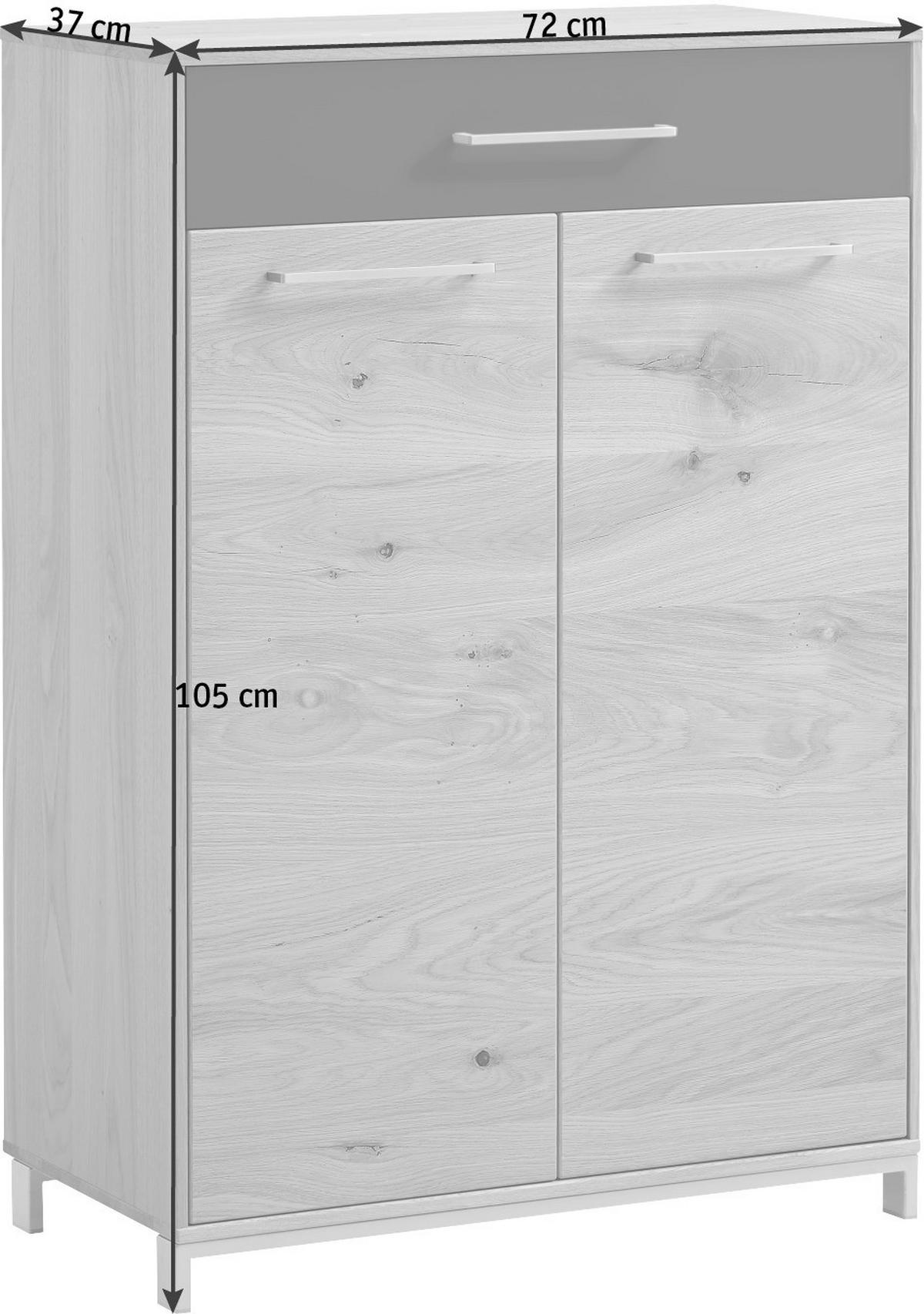 SCHUHSCHRANK Eiche, Balkeneiche furniert, teilmassiv Anthrazit, Eichefarben  - Edelstahlfarben/Eichefarben, Design, Glas/Holz (72/105/37cm)