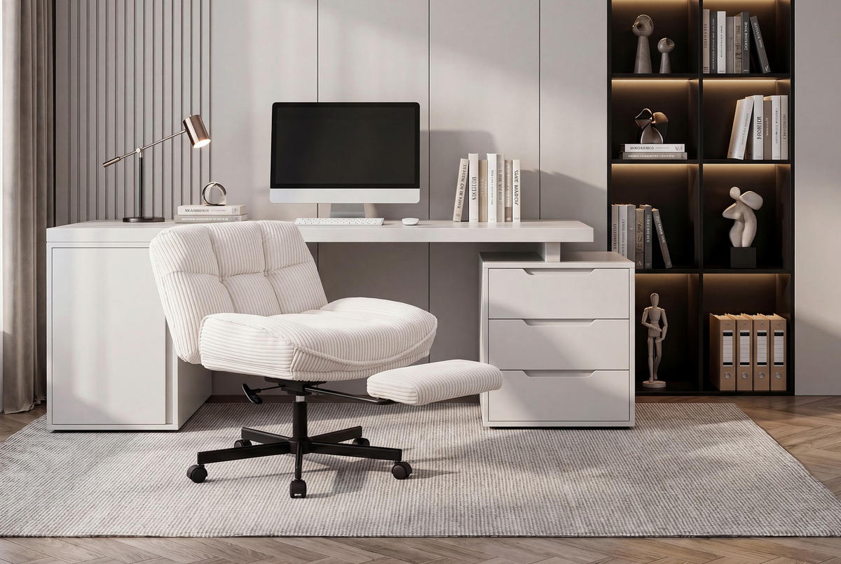 DREHSTUHL Cord Schwarz, Beige  - Beige/Schwarz, Design, Kunststoff/Textil (67/84,5/92,5/74cm) - Stylife