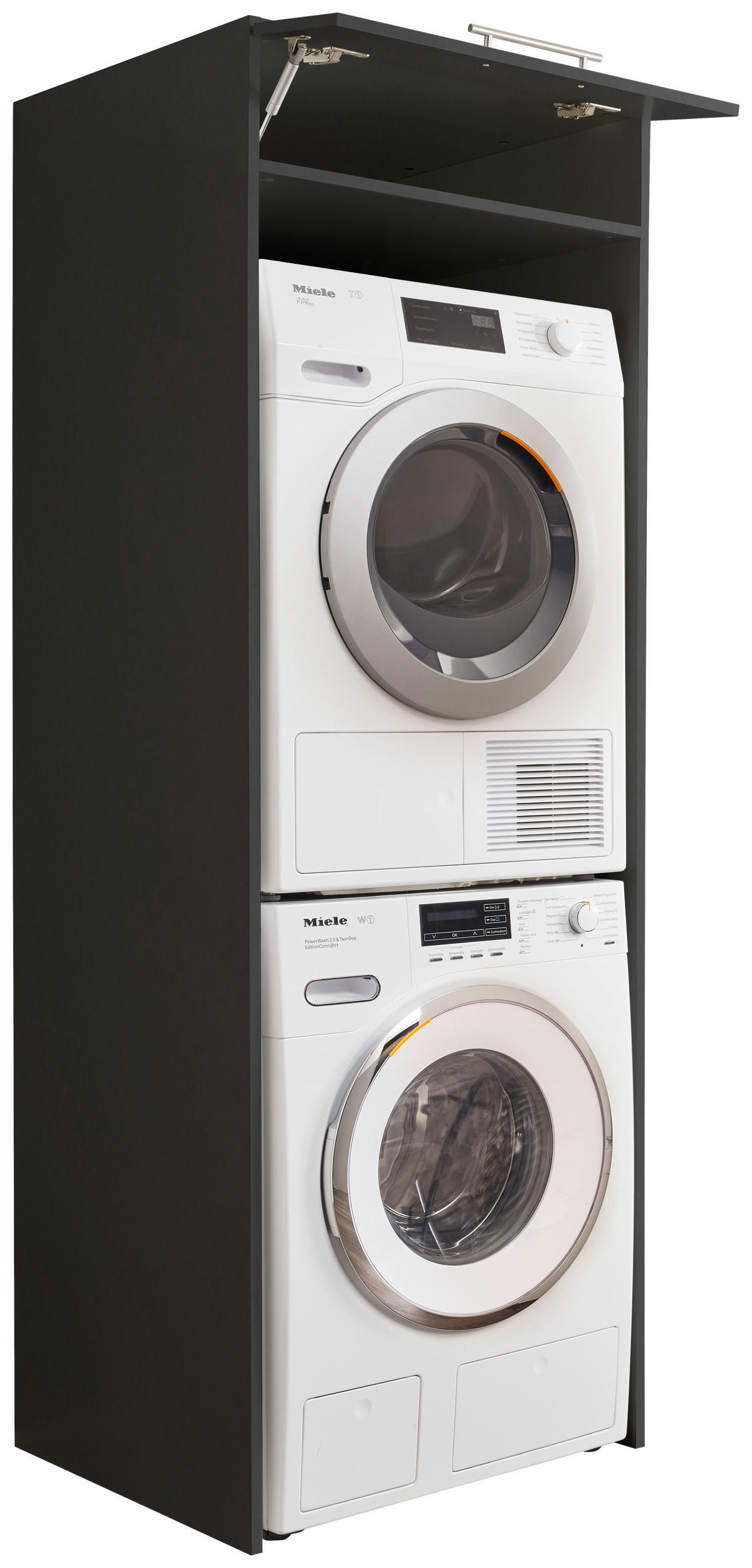 WASCHMASCHINENSCHRANK 67,5/200/67,5 cm  in Anthrazit  - Anthrazit/Silberfarben, Design, Holzwerkstoff/Metall (67,5/200/67,5cm)