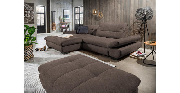 ECKSOFA in Mikrofaser Hellbraun  - Hellbraun/Schwarz, Design, Textil/Metall (198/290cm) - Xora