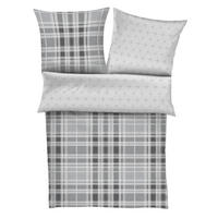 BETTWÄSCHE Makosatin 200/200 cm  - Weiß/Grau, Textil (200/200cm)