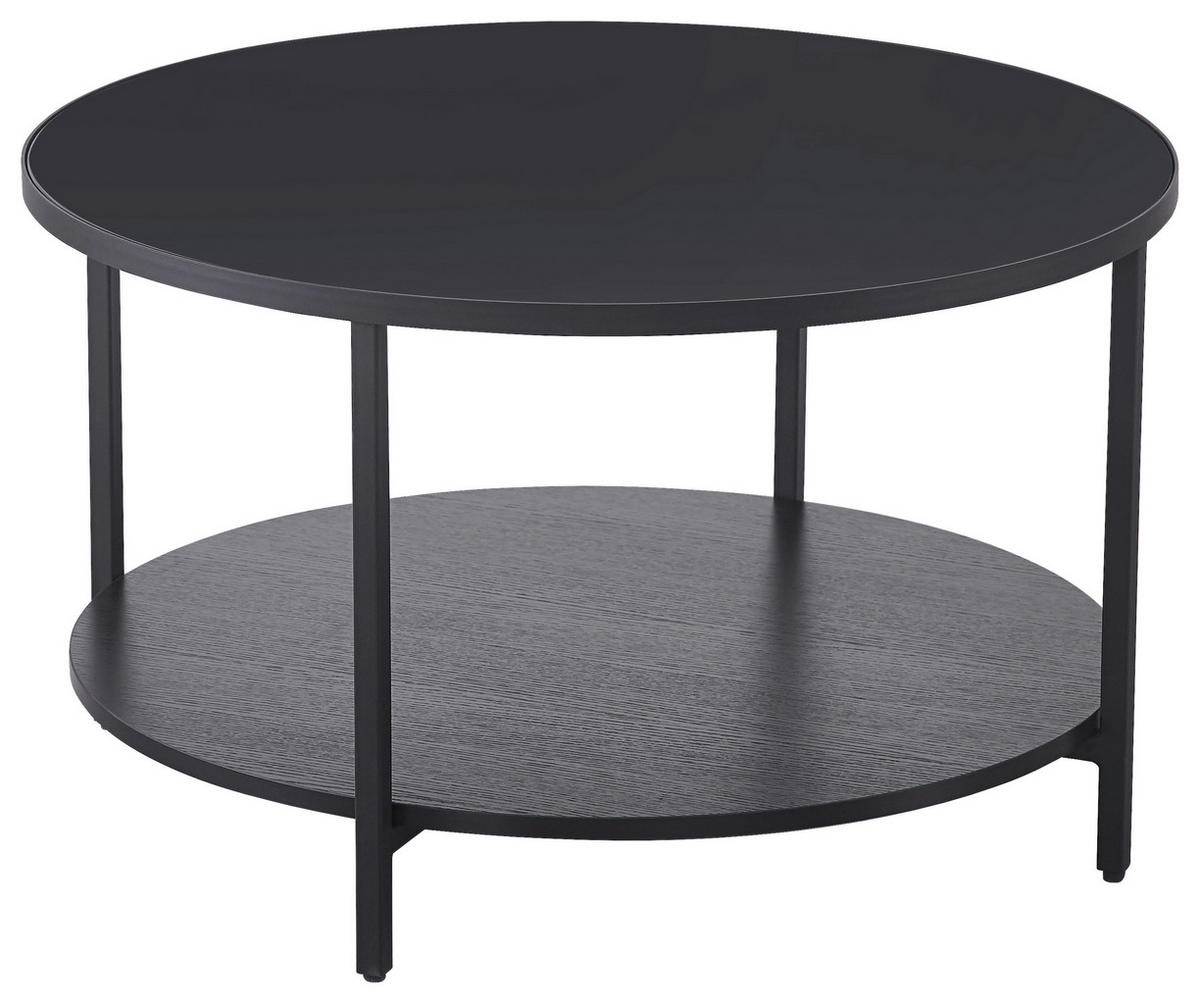 COUCHTISCH ESG 75/75/45 cm rund Schwarz  - Schwarz, Design, Glas/Holzwerkstoff (75/75/45cm) - Carryhome