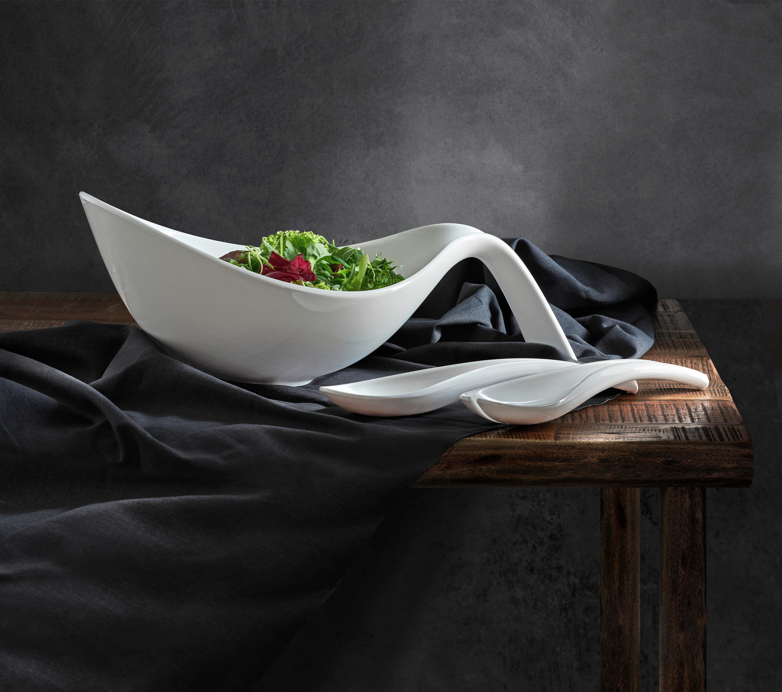 Thumbnail - Villeroy & Boch Salatset Flow, Weiß, Keramik, 3-teilig, Essen & Trinken, Geschirr, Schalen & Schüsseln, Salatschüsseln