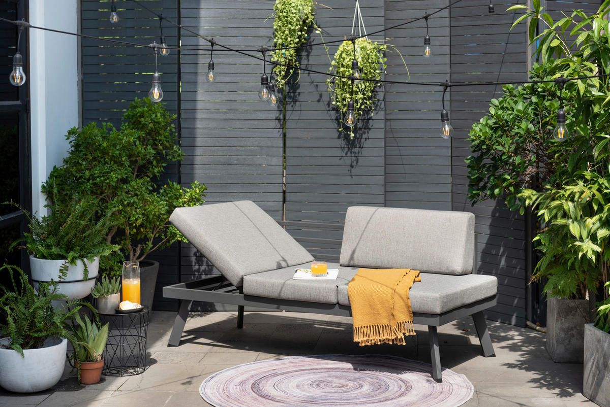 LOUNGESOFA  - Hellgrau/Grau, Design, Textil/Metall (180/82/80,1cm) - Amatio