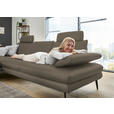 ECKSOFA in Echtleder Greige  180/310 cm  - Greige/Schwarz, Design, Leder/Metall (180/310cm) - Dieter Knoll
