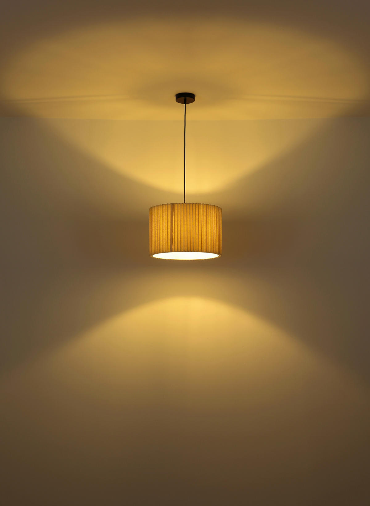 HÄNGELEUCHTE 38/120 cm    - Schwarz/Naturfarben, Basics, Textil/Metall (38/120cm) - Globo