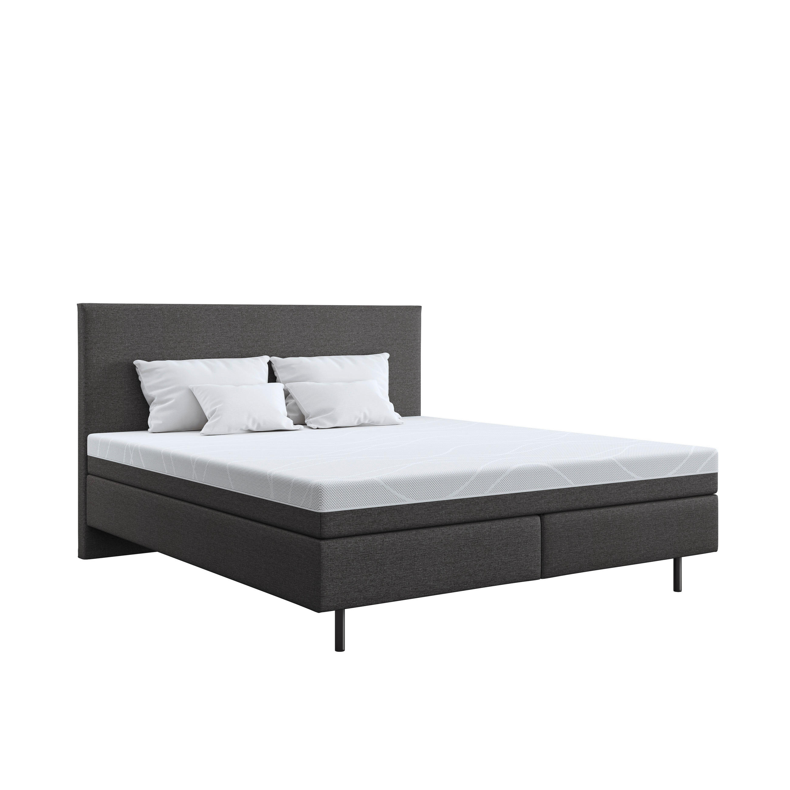 BOXSPRINGBETT 180/200 cm  in Grau, Taupe  - Taupe/Schwarz, Basics, Textil/Metall (180/200cm) - Schlaraffia
