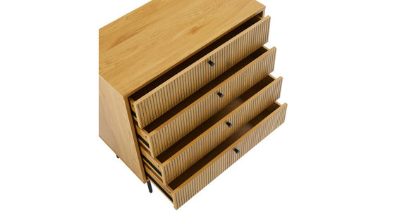 KOMMODE Line in 80/85/40 cm - Eichefarben/Schwarz, Design, Holzwerkstoff/Metall (80/85/40cm) - Carryhome