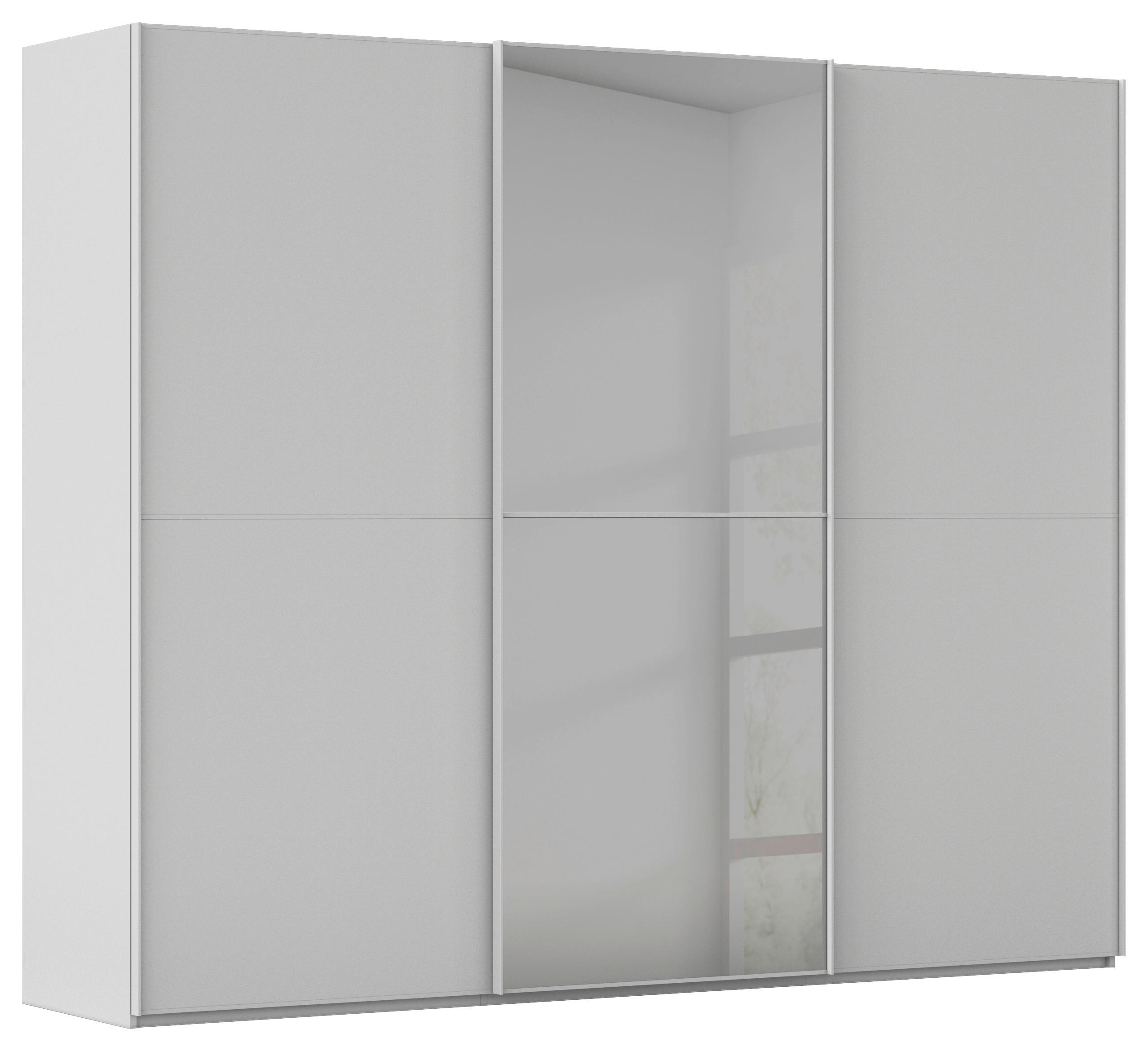 SCHWEBETÜRENSCHRANK 271/223/68 cm 3-türig Grau  - Grau, KONVENTIONELL, Glas/Holzwerkstoff (271/223/68cm) - Novel