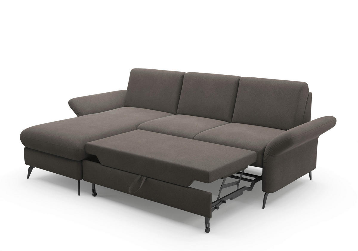 ECKSOFA in Flachgewebe Graphitfarben  164/251 cm  - Schwarz/Graphitfarben, KONVENTIONELL, Textil/Metall (164/251cm) - Sit & More