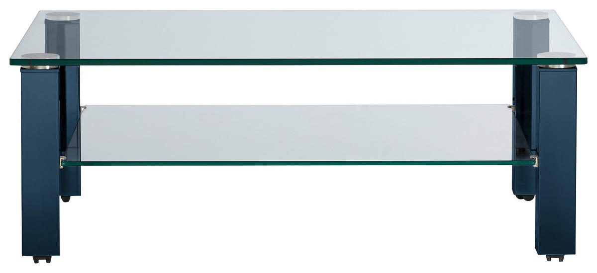 COUCHTISCH in Metall, Glas 110/70/42,5 cm  - Blau, Design, Glas/Kunststoff (110/70/42,5cm)