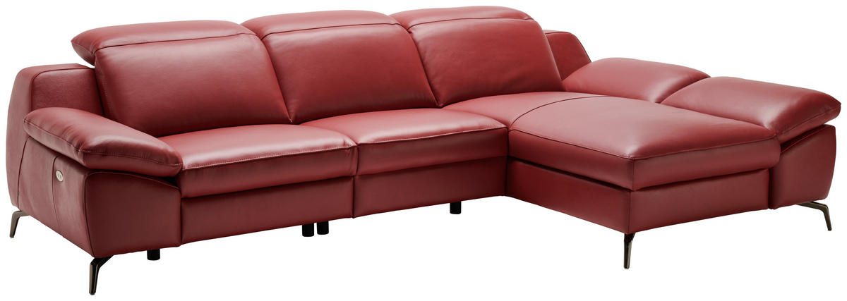 SAROKKANAPÉ bőr piros  - fekete/piros, Design, bőr/fém (286/183cm) - Celina Home