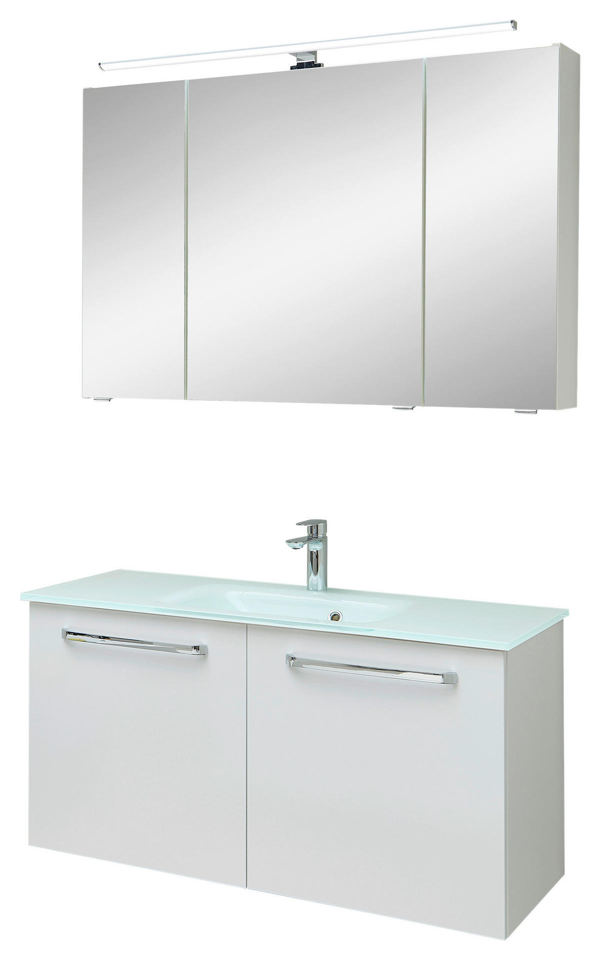 BADEZIMMER 3-teilig  in 105 cm  - Chromfarben/Weiß, KONVENTIONELL, Glas/Holzwerkstoff (105cm) - Xora