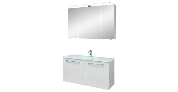 BADEZIMMER 3-teilig  in 105 cm  - Chromfarben/Weiß, KONVENTIONELL, Glas/Holzwerkstoff (105cm) - Xora